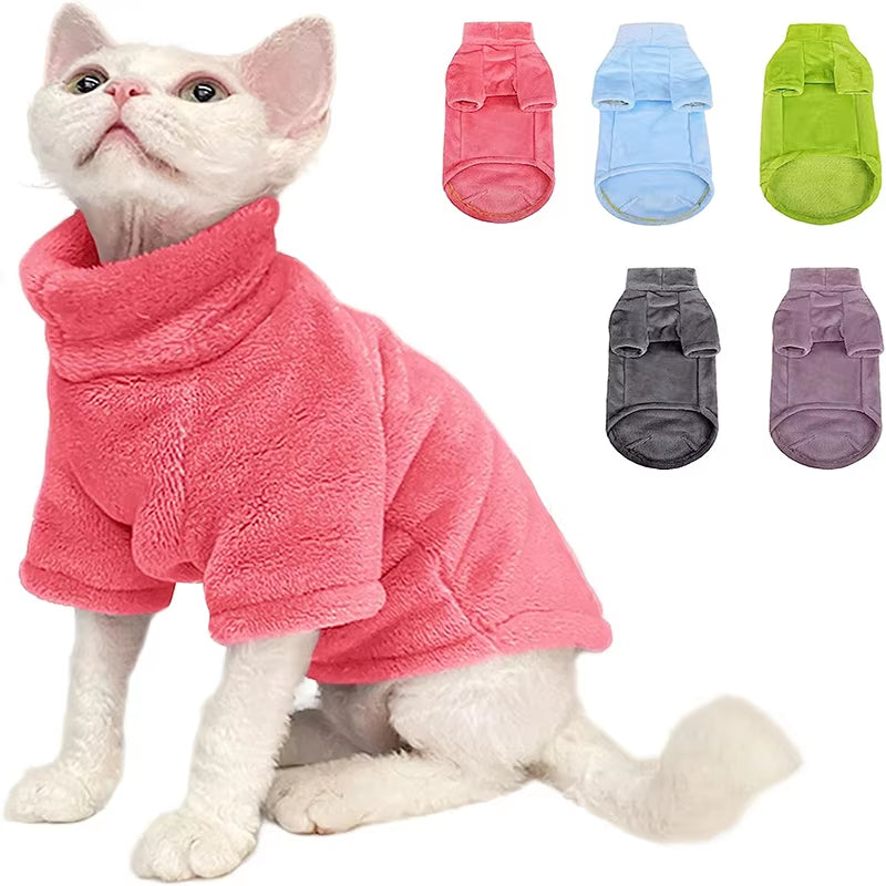 Turtleneck Cat Sweater Coat Winter Warm Soft Fluff Pullover Shirt