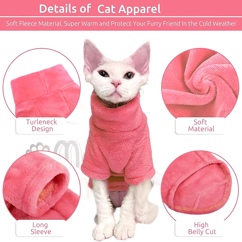 Turtleneck Cat Sweater Coat Winter Warm Soft Fluff Pullover Shirt