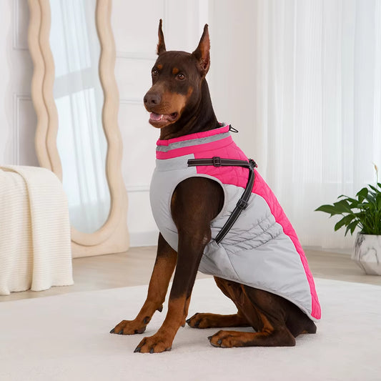 Waterproof Pet Jacket with Harness Winter Warm Dog Clothes