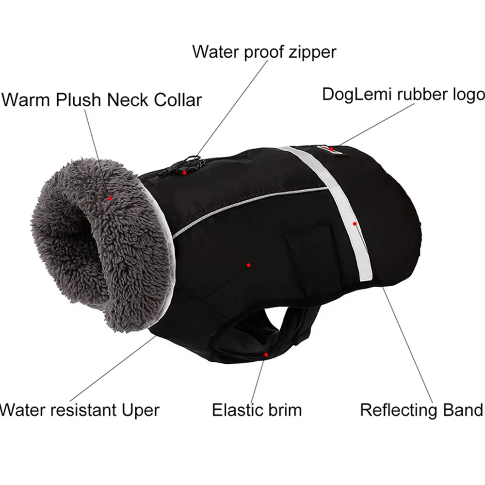 Spring/Fall New Thickened Warm Dog Clothes Waterproof Reflective  Coat Jacket