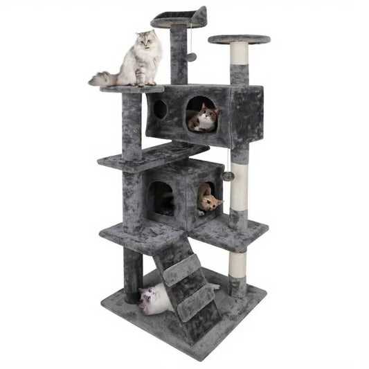 55" Cat Tree Tower Activity Center Playing House Grey/Beige/Blue/Brown/Pink