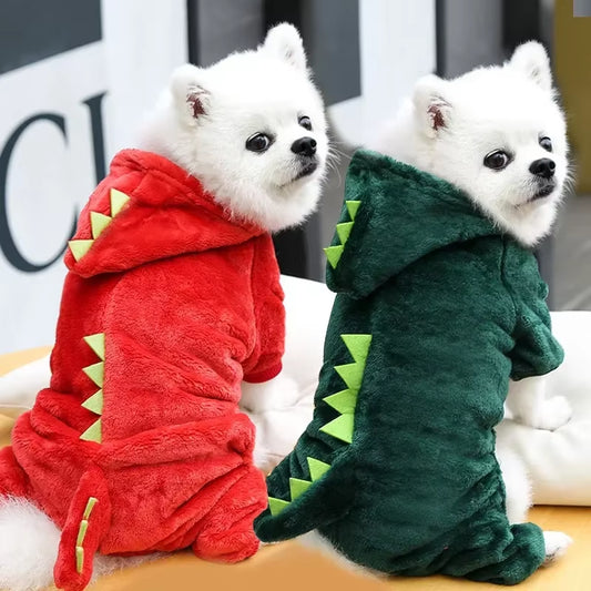 Dinosaur Clothes Jumpsuits Winter Warm Dog Coat Jacket