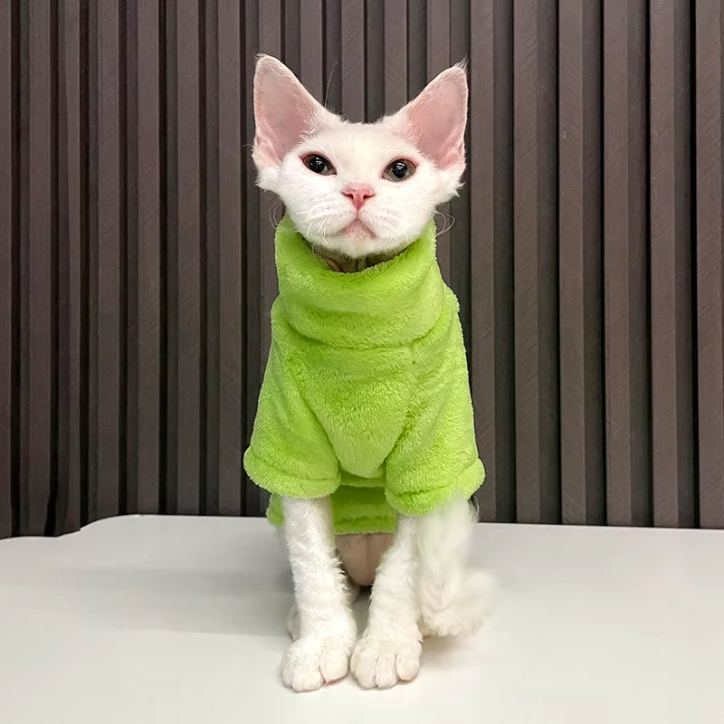 Turtleneck Cat Sweater Coat Winter Warm Soft Fluff Pullover Shirt