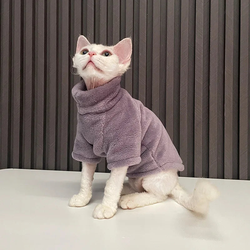 Turtleneck Cat Sweater Coat Winter Warm Soft Fluff Pullover Shirt