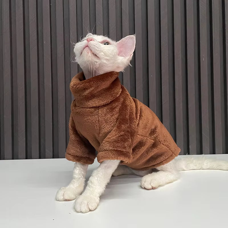 Turtleneck Cat Sweater Coat Winter Warm Soft Fluff Pullover Shirt