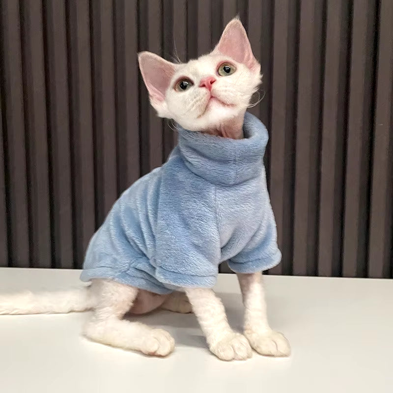 Turtleneck Cat Sweater Coat Winter Warm Soft Fluff Pullover Shirt