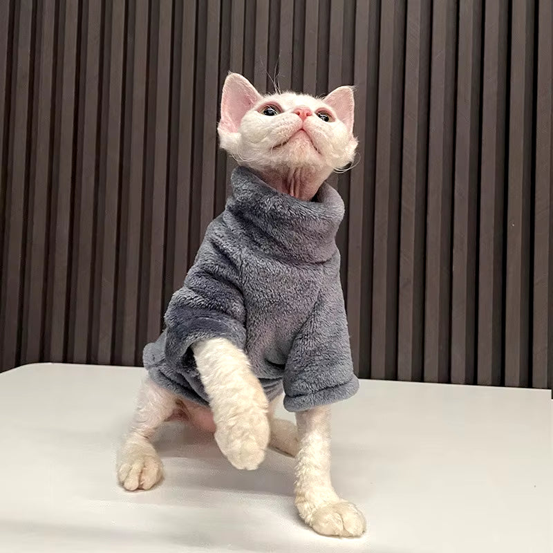 Turtleneck Cat Sweater Coat Winter Warm Soft Fluff Pullover Shirt