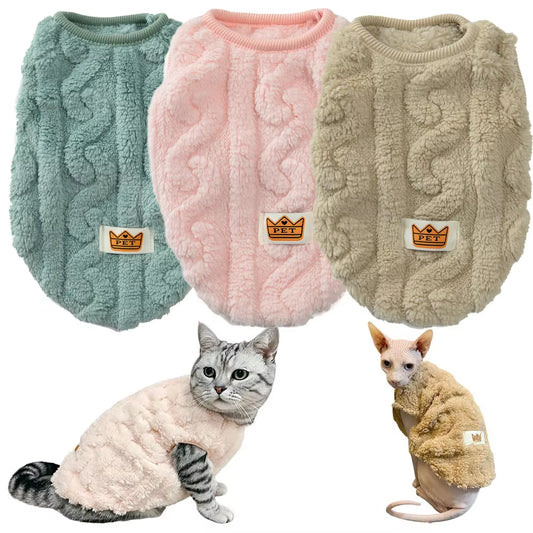 Soft Cozy Cat Clothes Winter Warm Fleece Sphynx Vest 